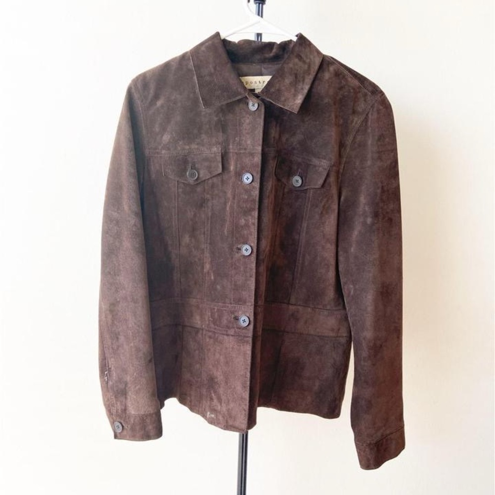 Apostrophe Dark Brown Suede Button-Front Jacket - image 2